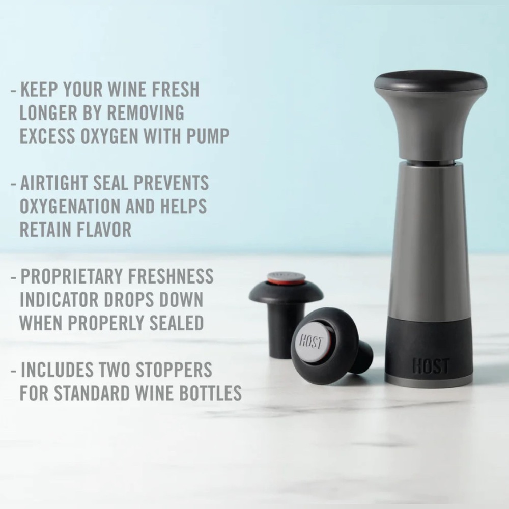 airlock wine preserver w/2 standard size bottle stoppers+2 extra=4 total-NIB
